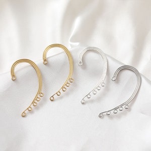 6pcs Ear Cuffs Hook,Gold/Silver Tone Ear Cuff no Piercing,Cartilage Earring Hook,18K Gold plated Brass DIY Earring Component Supplies - A931