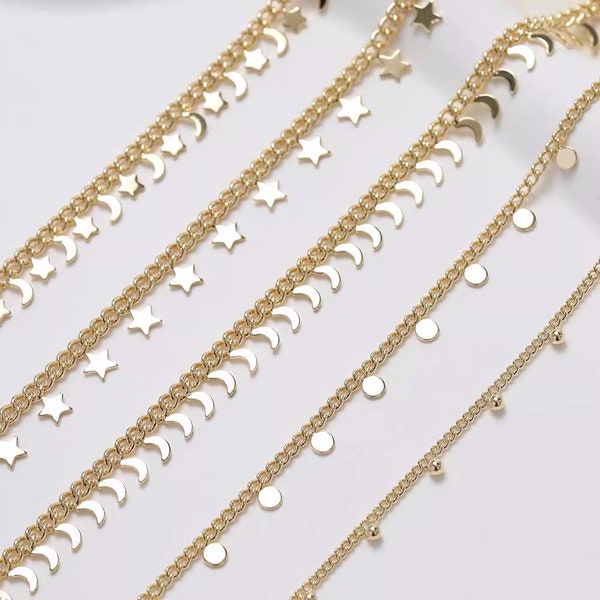 3.3 feet. Flat Cable Chain,14K Gold Plated Brass Chain,Tiny Flat Soldered Necklace Cable Chain, Jewelry Craft Bulk Chain Wholesale - A1313