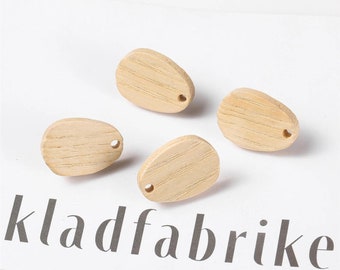 10pcs White Oval Wood Earrings, Ear Wire, Earrings Post, Wood Earrings Studs, Oval Earrings Ear Stud With Hole