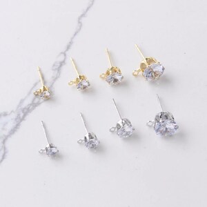 10pcs CZ paved Round Post Earring,Gold/Silver Tone Zircon Round Ball Stud Earring,14K Gold Plated Brass Cubic Zirconia Earring Stud - A943