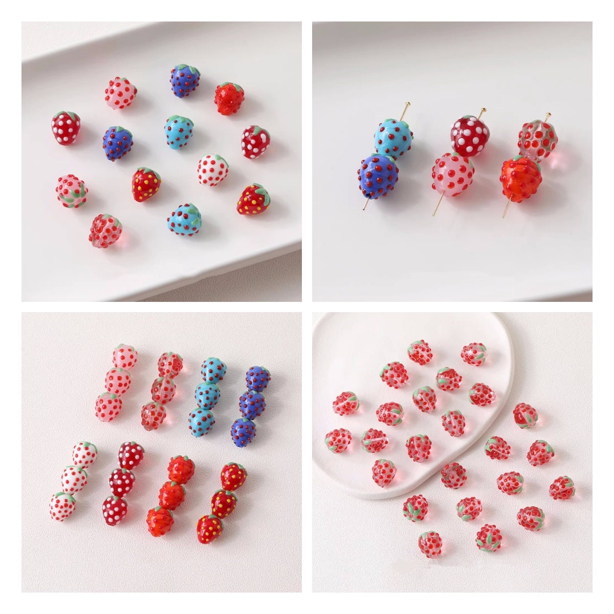 Small 7mm Strawberry glass beads, Pale pink strawberry, Lampwork berries,  Mini berry beads, Berry jewelry, Glass Berry beads, Mini food 83249 in  online supermarket