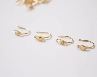 10pcs Golden Leaf Earring Hook, Simple Earrings, Leaves Ear Hook, Long Ear Wire,18K Gold Plated Brass DIY Earring Components Supplies - A935