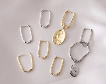 6pcs Huggie Hoop Earrings, Gold/Silver Tone Huggie Earrings, Thick Hoop Earrings, 14K Gold Plated Brass Earring Finding - A952