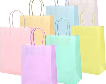 Plain Pastel party paper bags / pastel party bags / paper party favour bags/ paper treat bags/ pastel rainbow colours  bags by StormCandyCo