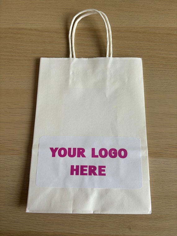 Custom Printed Paper Bags White Twisted Handle Personalised Logo Gift Bags Party Bags Boutique Wedding Goody Bag Baby Shower