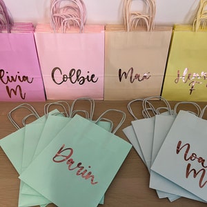 Personalised NAME Paper Party Food bags, Party Bags carry Handle, Favour Bag, Birthday Party Bags, Kids Party by StormCandyCo.