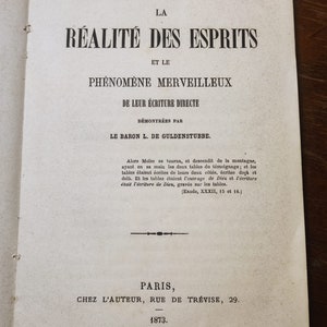 Realite des Esprits et le Phenomene merveilleux, Le Baron L. de Guldenstubbe, 1873