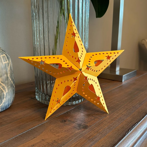 Celestial Glow 3D Five-Point Star SVG Template