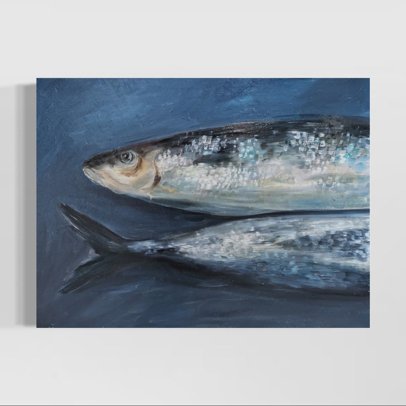 Original Oil Painting, Animal painting, shops Painting of a Fish, Canvas painting, Handmade Oil Painting