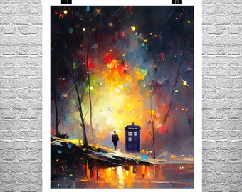 Doctor Who Time Lord, Tardis  - fantasy landscape fine art giclée print  (3-88)