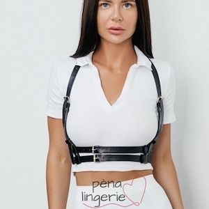 Vegan Leather Chest Harness Belt for Women, Leather Top Harness, Underbust Harness, Waist Harness Belt, Strappy Goth Belt