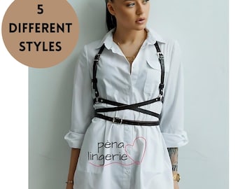 Vegan Leather Chest Harness, Goth Waist Belt