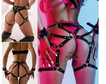 6 Styles Leather Lingerie Harness and Cuffs, Harness Lingeries, Leather Lingerie for Women