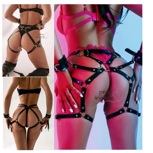 6 Styles Leather Lingerie Harness and Cuffs, Harness Lingeries, Leather Lingerie for Women