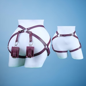 Leather Harness with Handcuff, Butt Harness for Woman, Leg Harness, Harness Lingeries