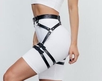 Leather Leg Harness, Vegan Leather Thigh Harness, Unisex Harness, Leather Outfit, Harness Belt, Leg Straps, Punk