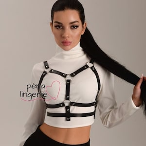 Leather Chest Harness Bra for Women, Leather Harness, Open Cage Bra, Harness Lingeries
