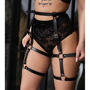 Leather Leg Harness , Leather Outfit, Unisex Harness Belt, Leather Belt, Strap on the Legs, Punk Clothing