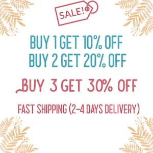 May include: A white background with a red SALE! tag and a blue and red text graphic that reads: BUY 1 GET 10% OFF, BUY 2 GET 20% OFF, BUY 3 GET 30% OFF, FAST SHIPPING (2-4 DAYS DELIVERY).