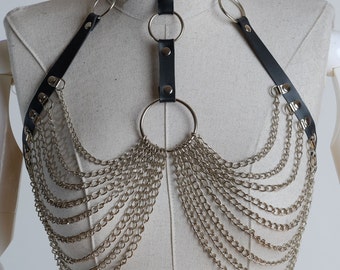 Chain Harness Lingeries, Chain Outfit Set, Harness Woman, Metal Harness
