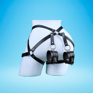 Leather Lingerie Harness and Cuffs, Harness Lingeries, Leather Lingerie for Women