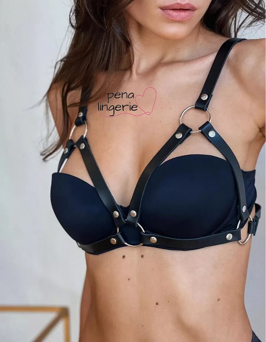 Women Sexy Leather Cupless Bra Open Bust Crop Top Push-up Lingerie
