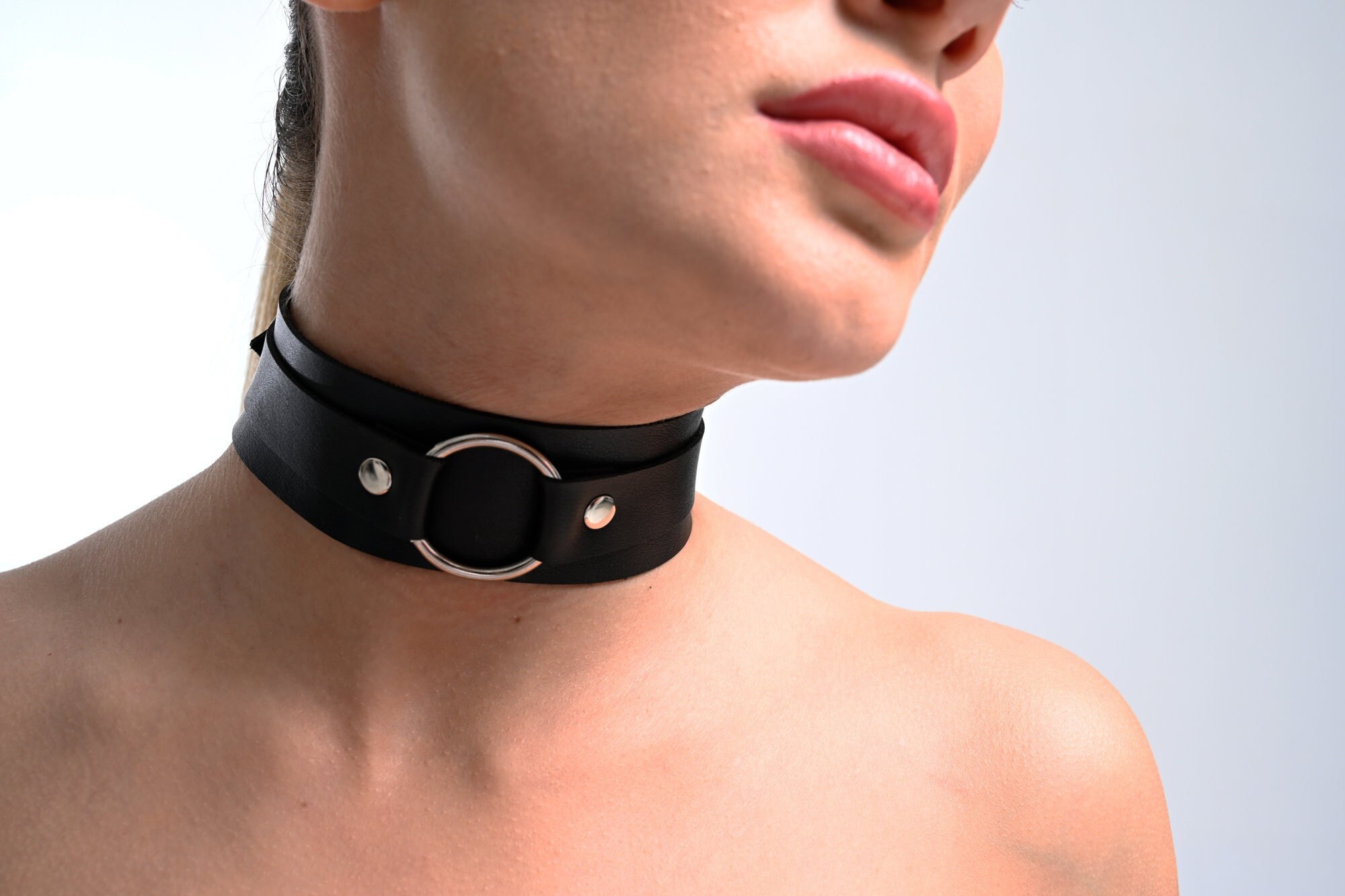 Collier Sex O Ring Choker Joker Chain Ladies Bondage Collar Bdsm Bondage  Restraints Collar Adjustable Women's Accessories-black