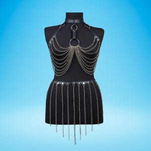 Chain Harness Lingeries, Chain Outfit Set, Harness Woman, Metal Harness