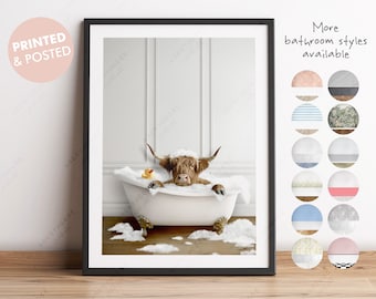 Highland Cow Bathroom Wall Decor Funny Cow In Bathtub Pictures Wall Art Cute Cattle - View #8