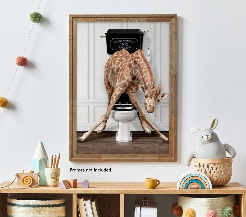 Giraffe on Toilet Giraffe Victorian Toilet Funny Bathroom Etsy UK