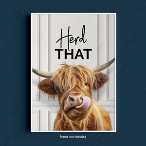 Cheeky Highland Cow Print, Choice of Funny Bathroom Quote, Bathroom Humour Art, Highland Cow Print, Animal Bathroom Decor, Herd That Print bild 7