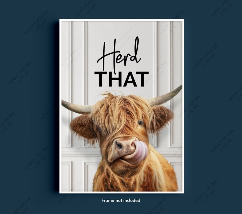 Cheeky Highland Cow Print, Choice of Funny Bathroom Quote, Bathroom Humour Art, Highland Cow Print, Animal Bathroom Decor, Herd That Print bild 7