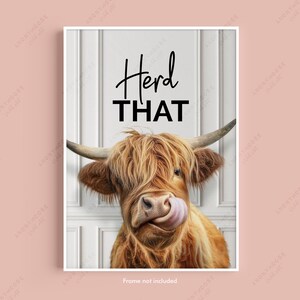 Cheeky Highland Cow Print, Choice of Funny Bathroom Quote, Bathroom Humour Art, Highland Cow Print, Animal Bathroom Decor, Herd That Print bild 10