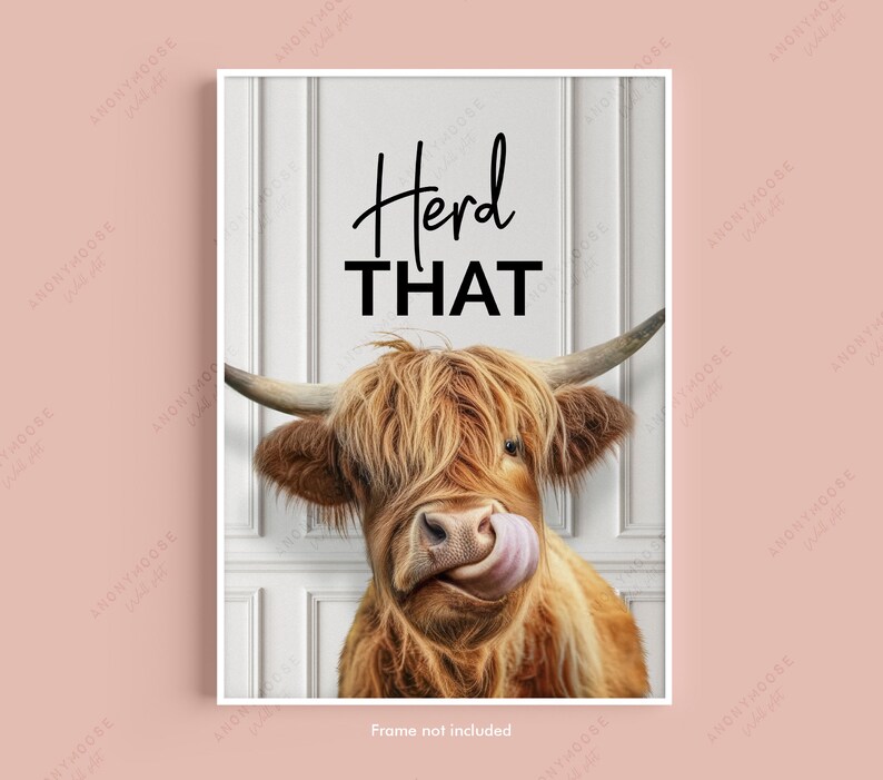Cheeky Highland Cow Print, Choice of Funny Bathroom Quote, Bathroom Humour Art, Highland Cow Print, Animal Bathroom Decor, Herd That Print bild 10