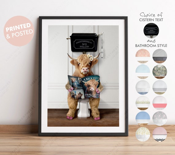 Poster Personnalisé Chien Humoristique "Aux Toilettes" - Impression Premium Sur Papier 189g/m², Cadeau Original