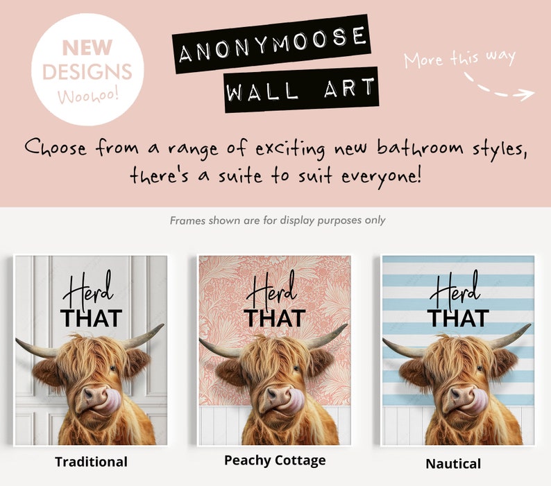 Cheeky Highland Cow Print, Choice of Funny Bathroom Quote, Bathroom Humour Art, Highland Cow Print, Animal Bathroom Decor, Herd That Print bild 4