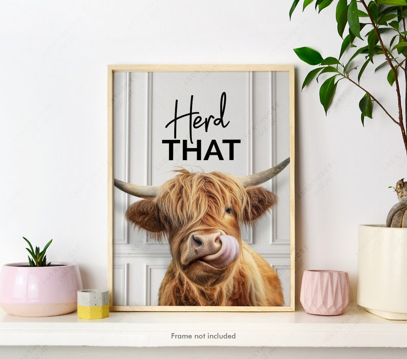 Cheeky Highland Cow Print, Choice of Funny Bathroom Quote, Bathroom Humour Art, Highland Cow Print, Animal Bathroom Decor, Herd That Print bild 8