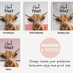 Cheeky Highland Cow Print, Choice of Funny Bathroom Quote, Bathroom Humour Art, Highland Cow Print, Animal Bathroom Decor, Herd That Print bild 6