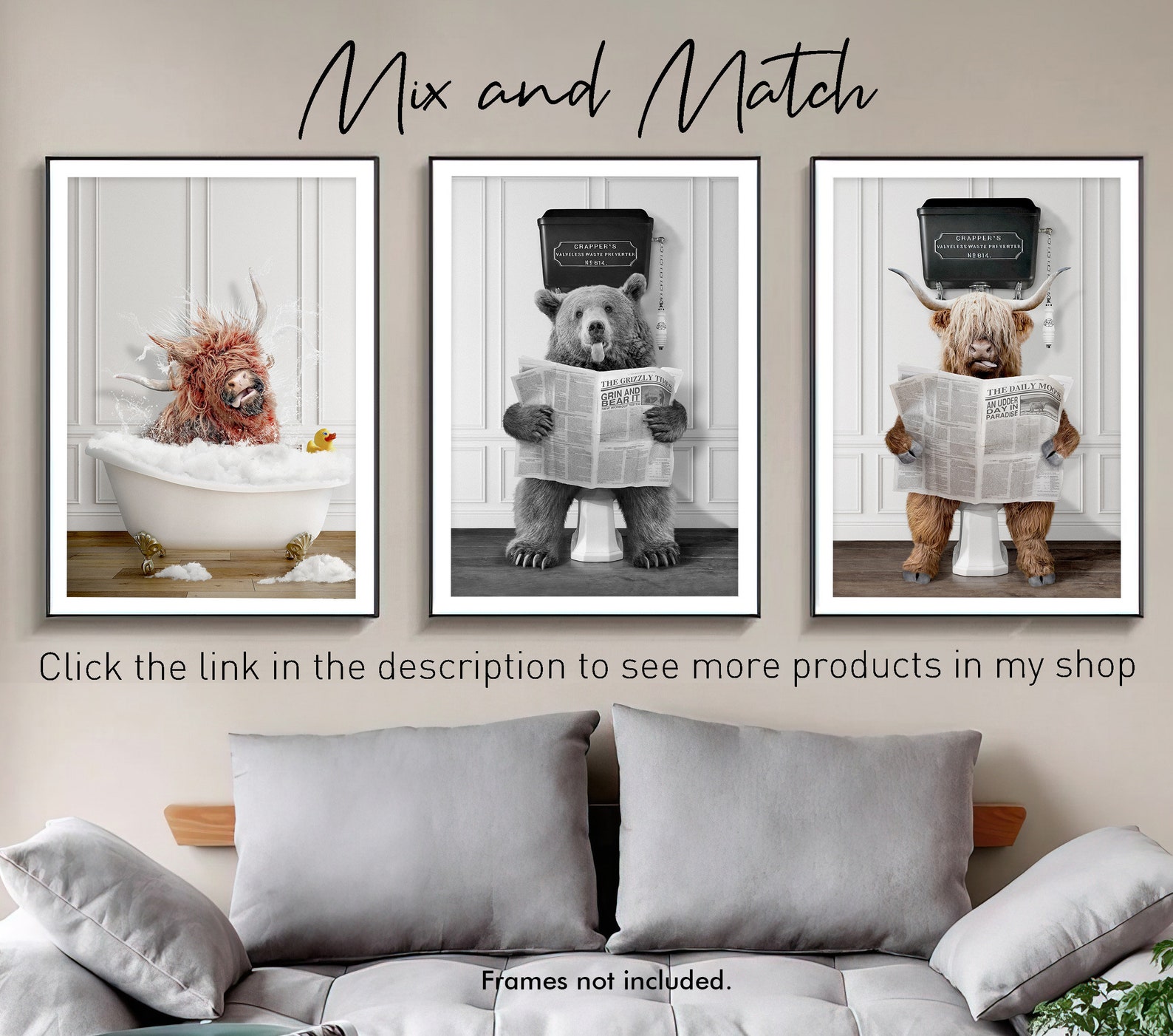 Black and White Bear on Toilet With Newspaper Bear Victorian Etsy UK