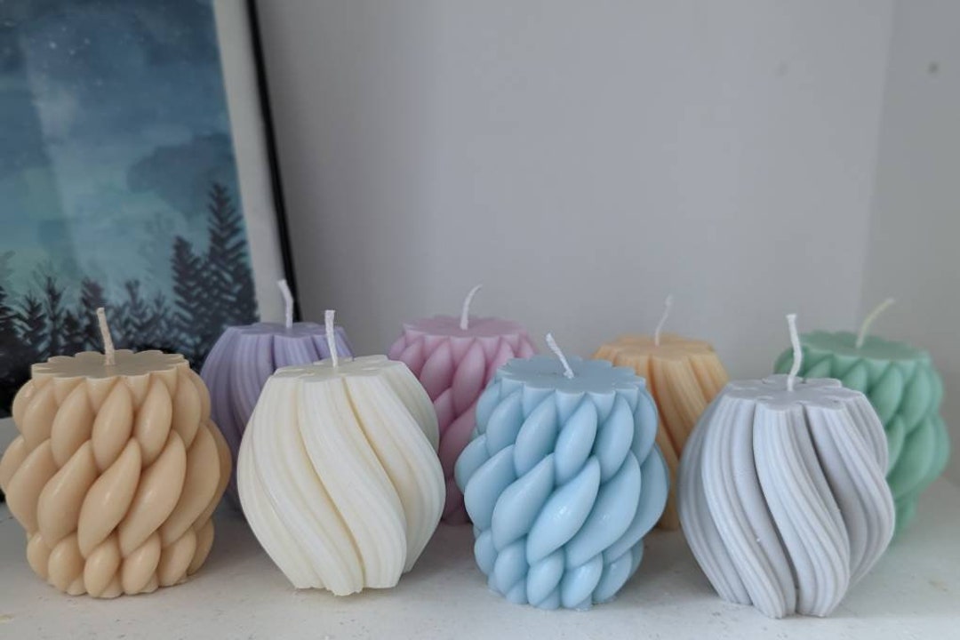 Aesthetic Short Spiral Pillar Candle Cute Danish Pastel Soy Wax Candles