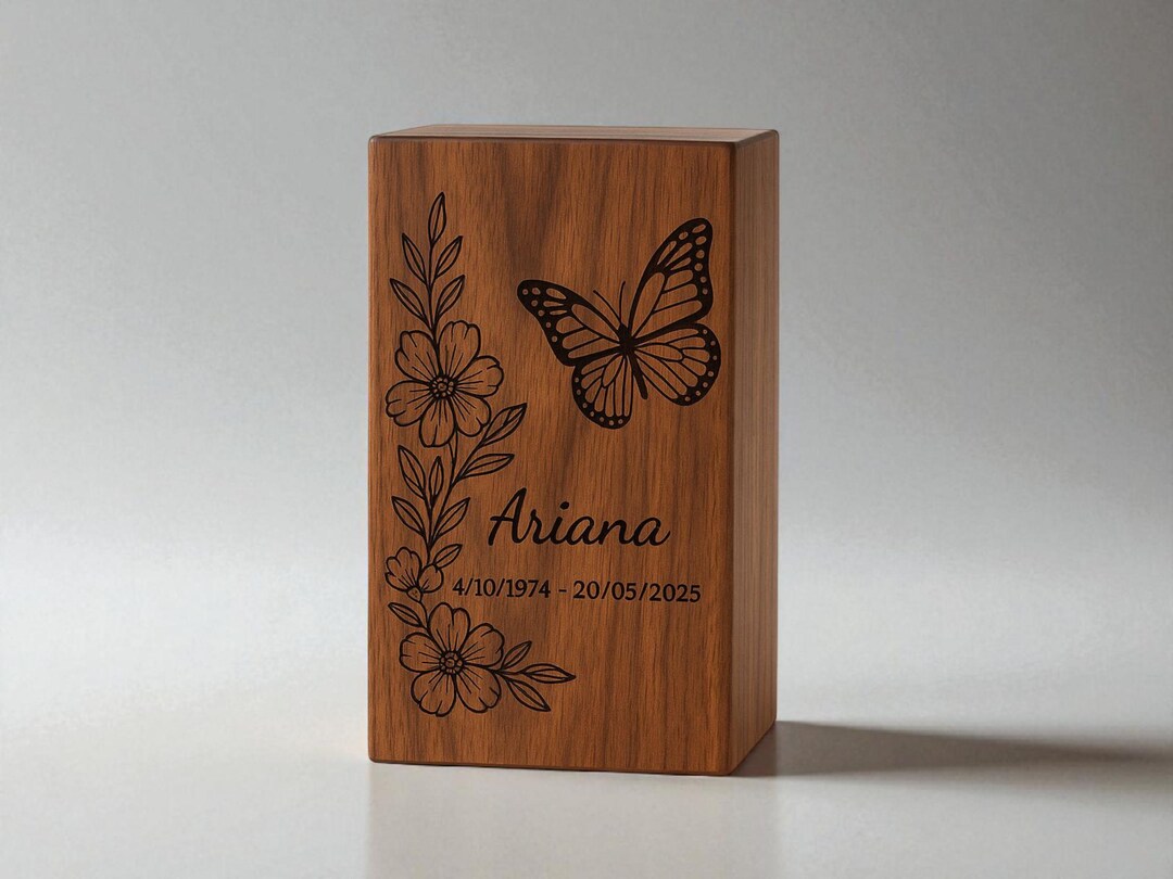 Personalized Wooden Cremation Urn Box: Engraved Memorial Keepsake - Etsy