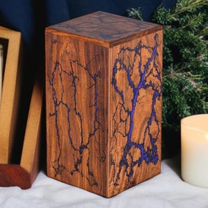 Handmade Rosewood Cremation Urn: Thunderstorm Epoxy Inlay
