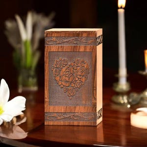 Handcrafted Rosewood Cremation Urn: Vase Design, Custom Engraved