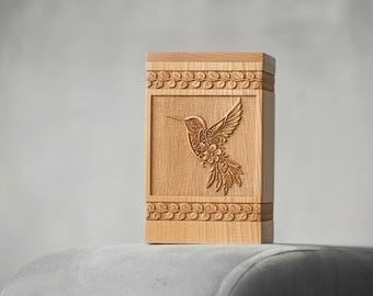 Handmade Rosewood Hummingbird Urn Box: Personalized Cremation Keepsake