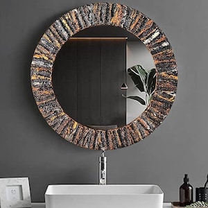 Handcrafted Round Wall Mirror -  Luxury Antique Design | Custom Sizes Available | Vintage Wooden Decorative Mirror for Home & Living Room