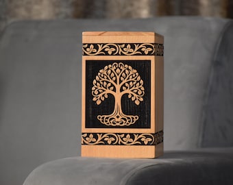 Handmade Tree of Life Cremation Urn | Personalized Rosewood Ashes Box