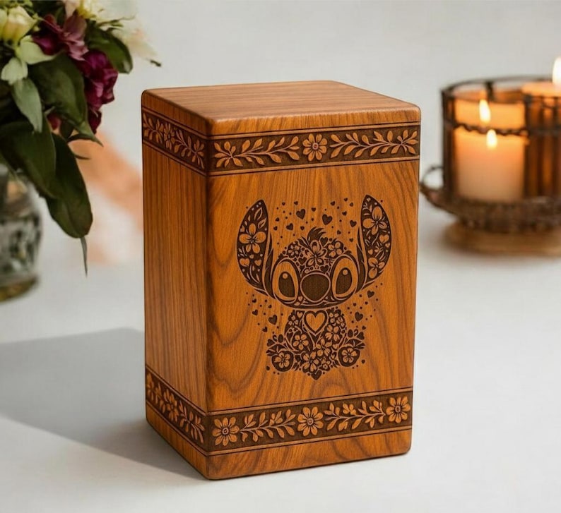 "Nature's Unique Beauty. No two urns are the same, thanks to the stunning and individual grain of authentic Indian Rosewood."