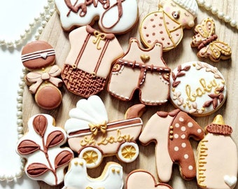 Lot de 12 Biscuits personnalisés baby shower, baptême, communion.