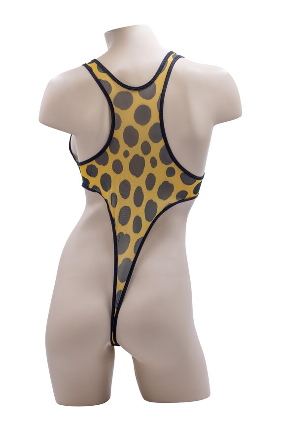 Body intero in rete di ghepardo con finiture nere Italia