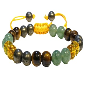Handgjort kristallarmbandsset: Pyrit, Aventurin, Tigeröga, Citrin